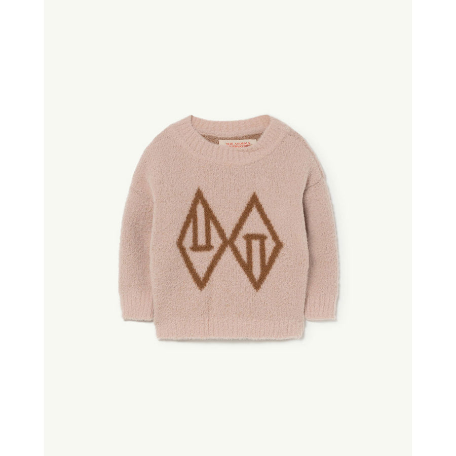 The Animals Observatory Beige Graphic Bull Baby Sweater