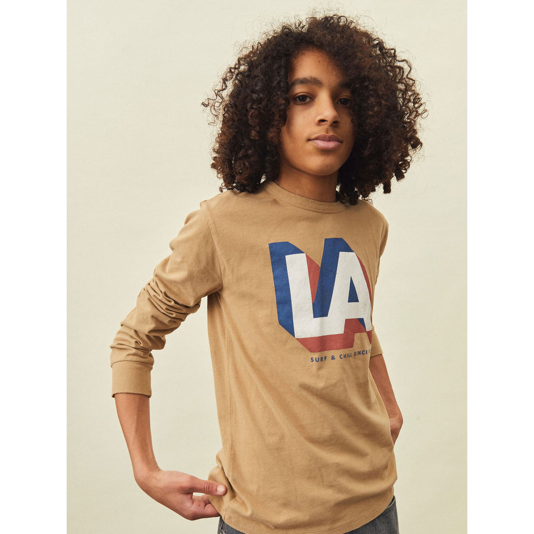 Hundred Pieces Latte Organic Cotton La Surf Long Sleeves T-Shirt