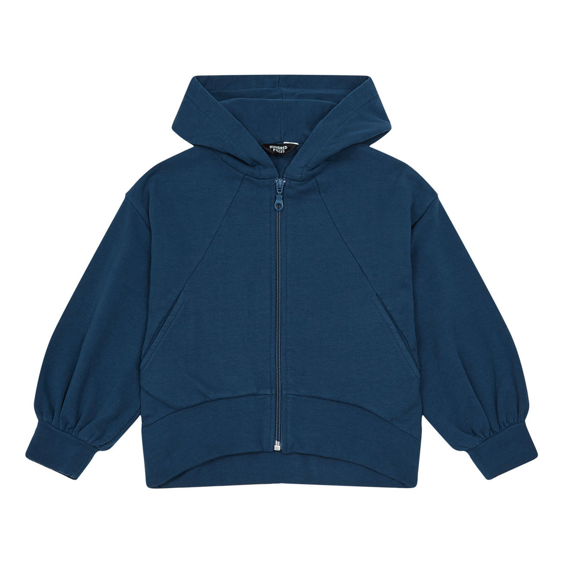 Hundred Pieces Work Blue Organic Cotton Zipped Hoodie