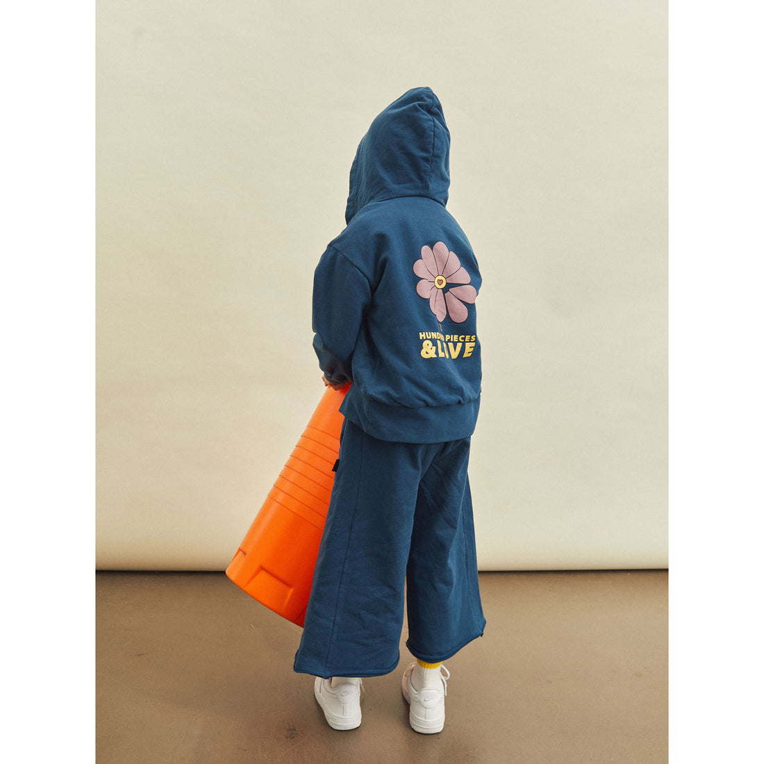 Hundred Pieces Work Blue Organic Cotton Zipped Hoodie