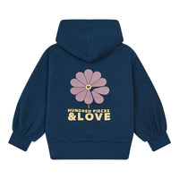 Hundred Pieces Work Blue Organic Cotton Zipped Hoodie