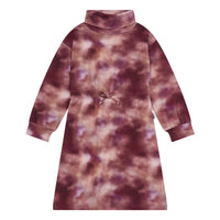 Hundred Pieces Aop Blur Burgundy Long Organic Cotton Blur Burgundy Dress