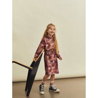 Hundred Pieces Aop Blur Burgundy Long Organic Cotton Blur Burgundy Dress