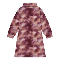 Hundred Pieces Aop Blur Burgundy Long Organic Cotton Blur Burgundy Dress