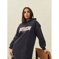 Hundred Pieces Off Black Organic Cotton Youth Division Hoodie Dress