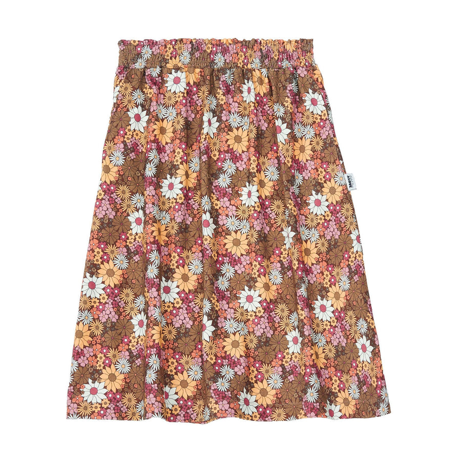 Hundred Pieces Aop Retro Flower Organic Cotton Long Retro Flower Skirt