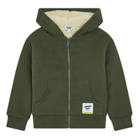 Hundred Pieces Khaki Organic Cotton Zipped Sweatshirt Sherpa Lined