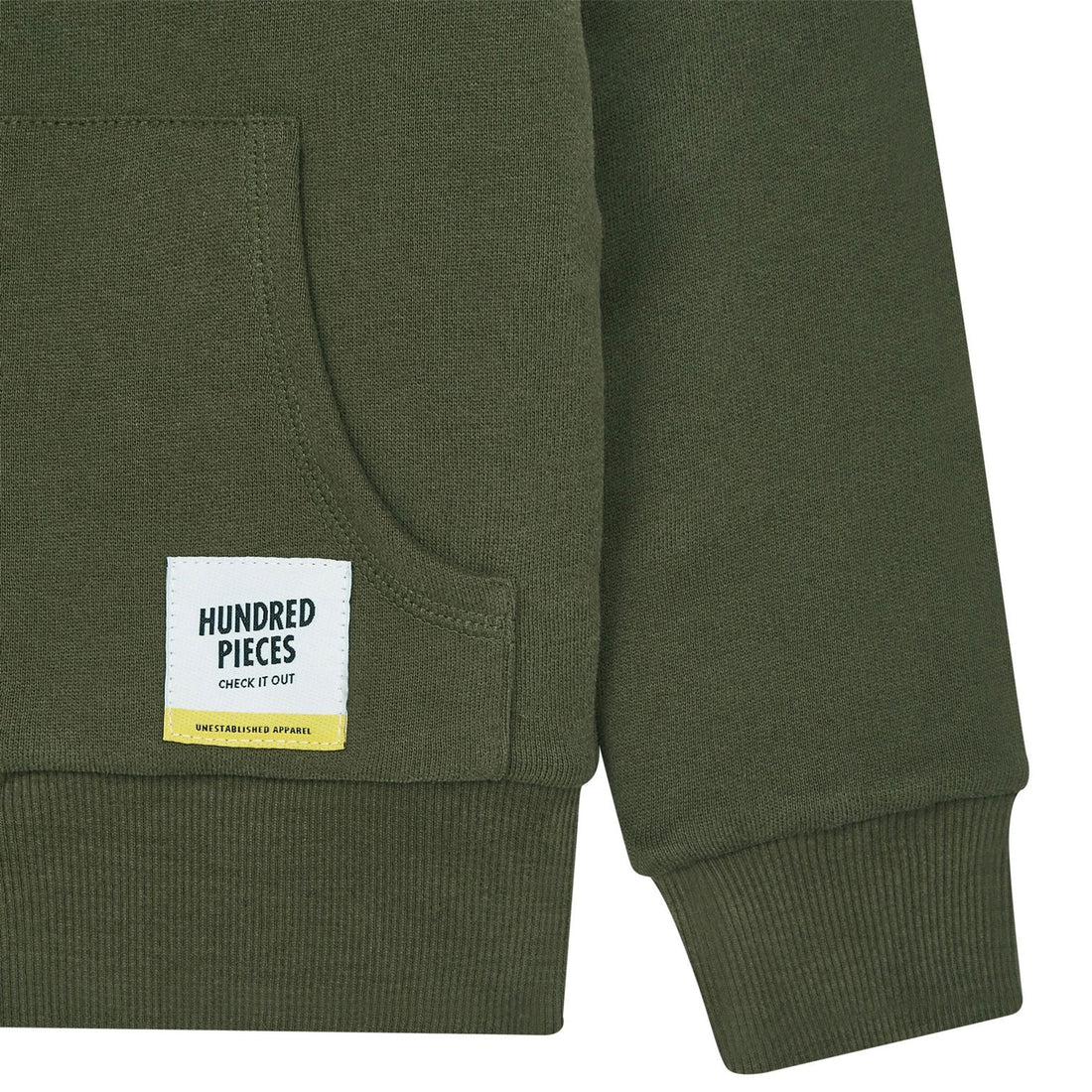 Hundred Pieces Khaki Organic Cotton Zipped Sweatshirt Sherpa Lined