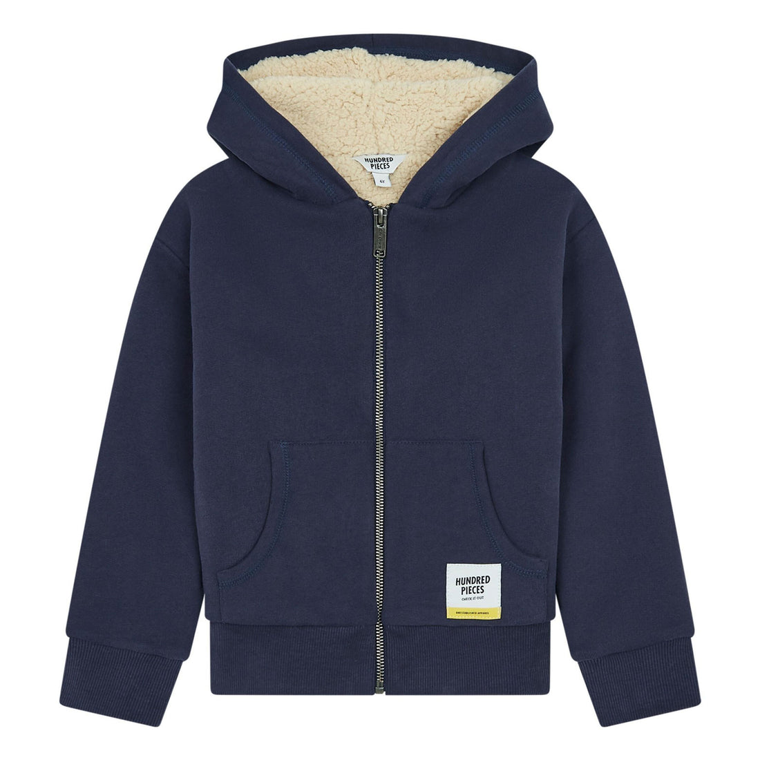 Hundred Pieces Navy Blue Organic Cotton Zipped Sweatshirt Sherpa Lined