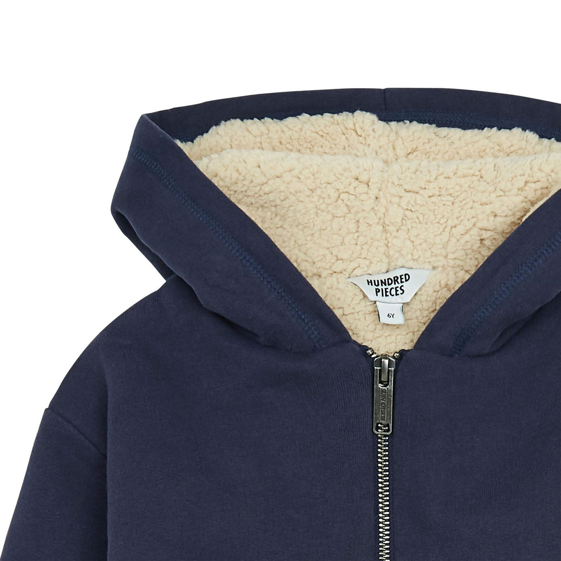 Hundred Pieces Navy Blue Organic Cotton Zipped Sweatshirt Sherpa Lined