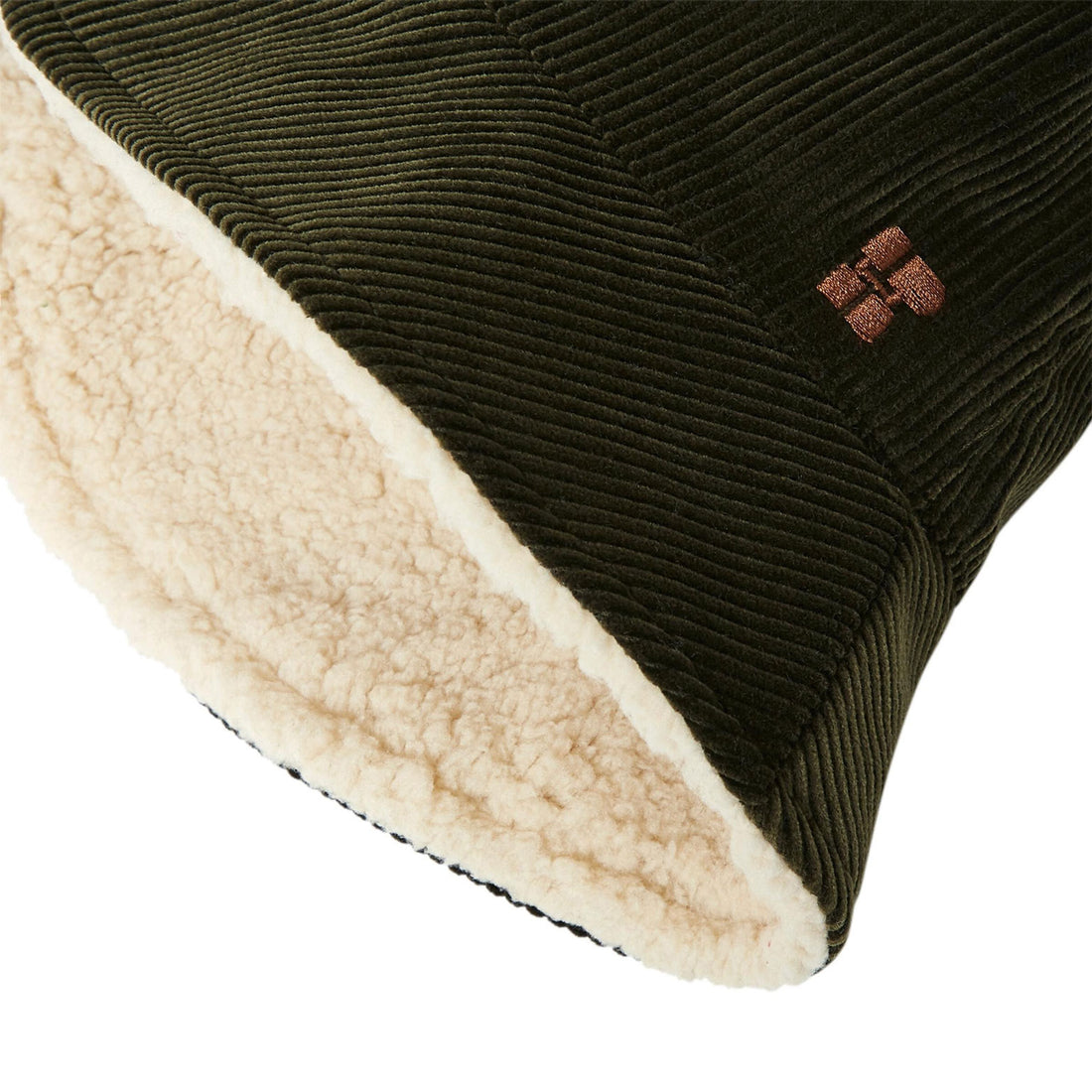 Hundred Pieces Dk Olive Velvet Corduroy Bucket Hat Sherpa Lined Reversible