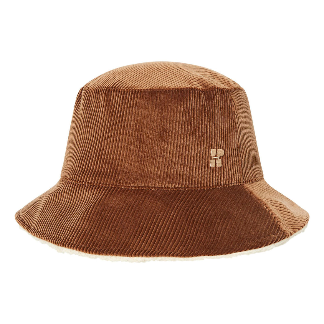 Hundred Pieces Tan Velvet Corduroy Bucket Hat Sherpa Lined Reversible