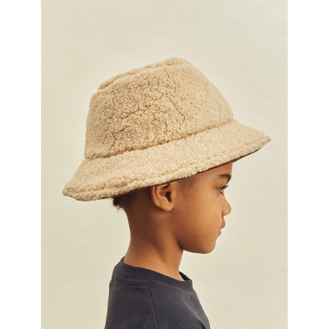 Hundred Pieces Tan Velvet Corduroy Bucket Hat Sherpa Lined Reversible