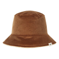 Hundred Pieces Tan Velvet Corduroy Bucket Hat Sherpa Lined Reversible