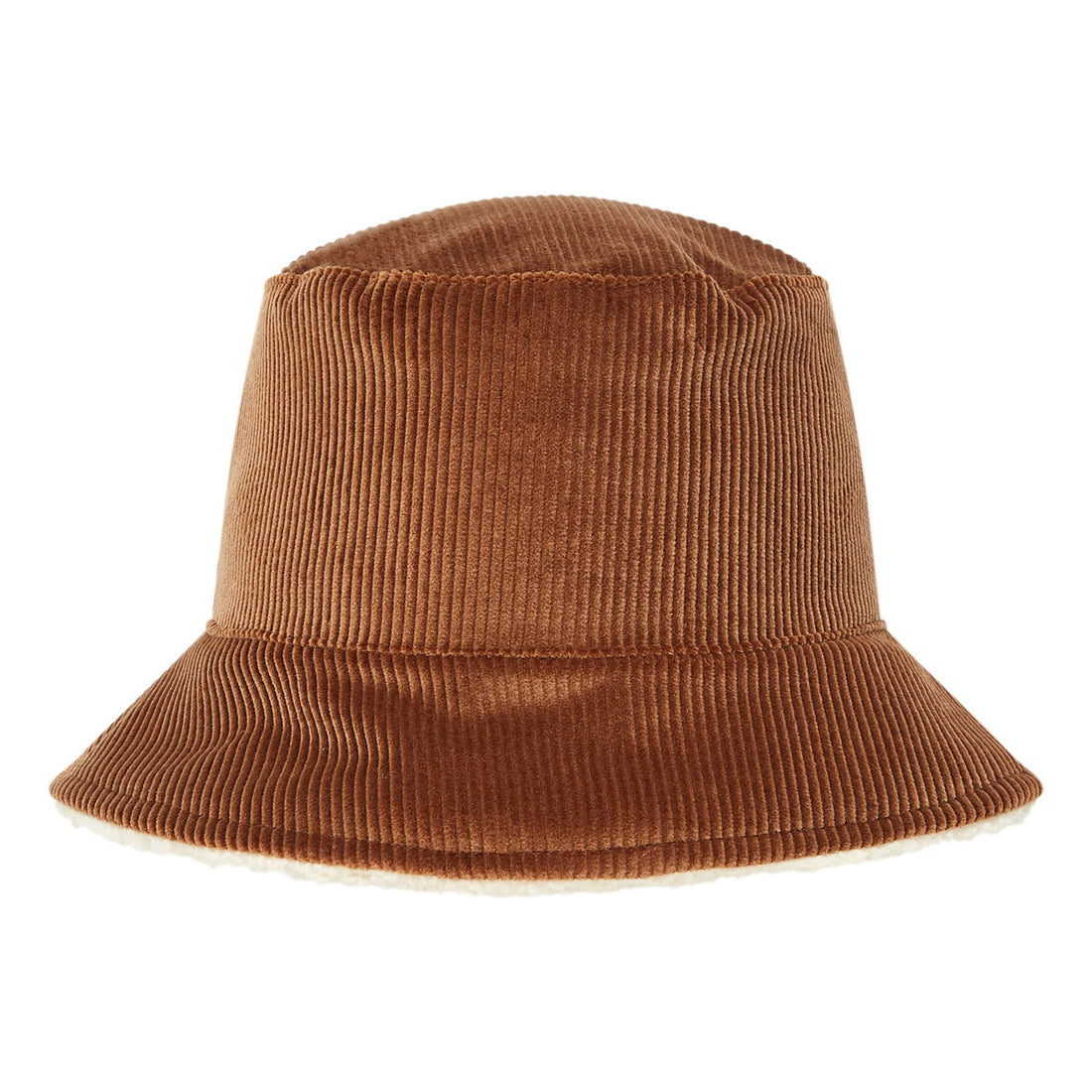 Hundred Pieces Tan Velvet Corduroy Bucket Hat Sherpa Lined Reversible