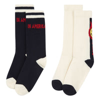 Hundred Pieces Navy Blue Pack 2 Pairs Of Socks Damier America
