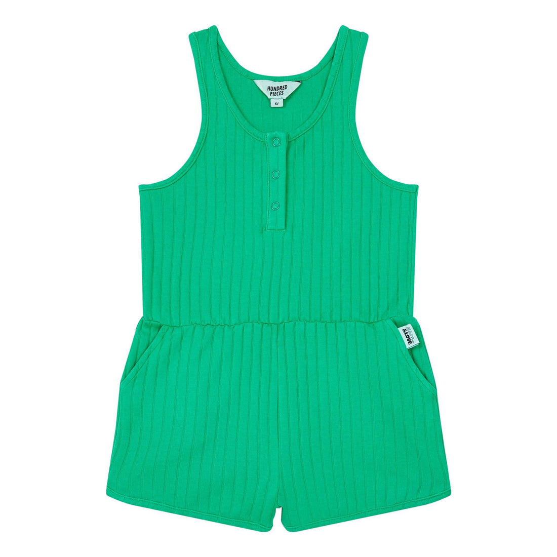 Hundred Pieces Green Ribbed Playsuit