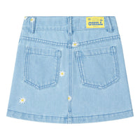Hundred Pieces Embroidered Flower Stonewashed Denim Skirt