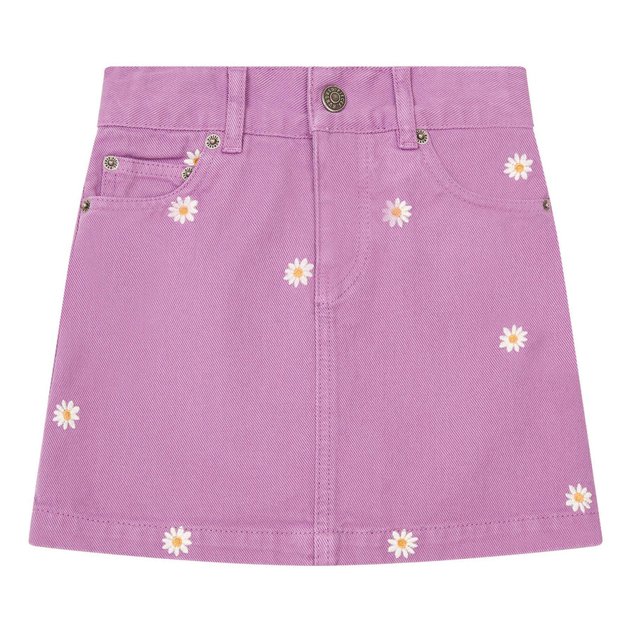 Hundred Pieces Embroidered Flower Denim Skirt