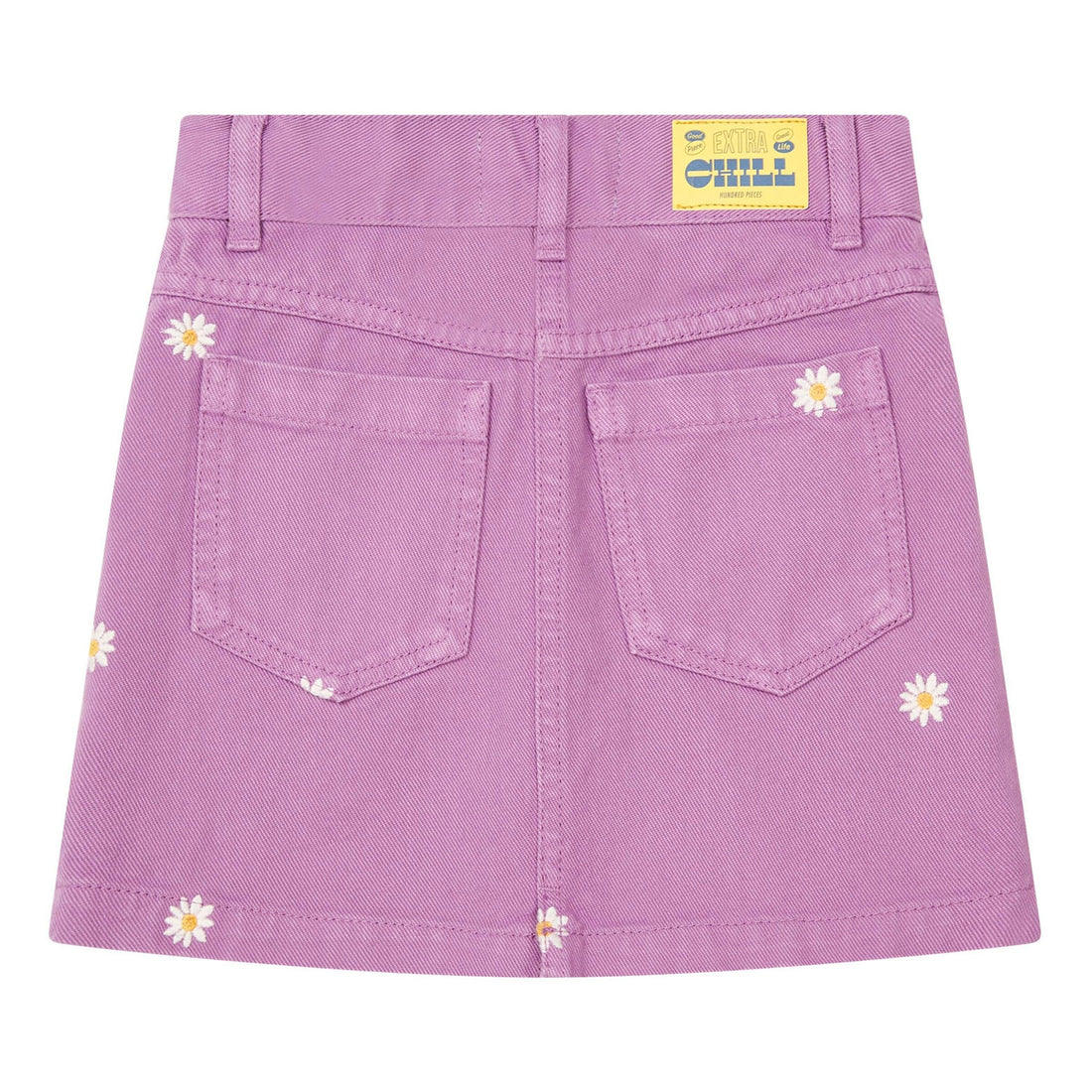 Hundred Pieces Embroidered Flower Denim Skirt