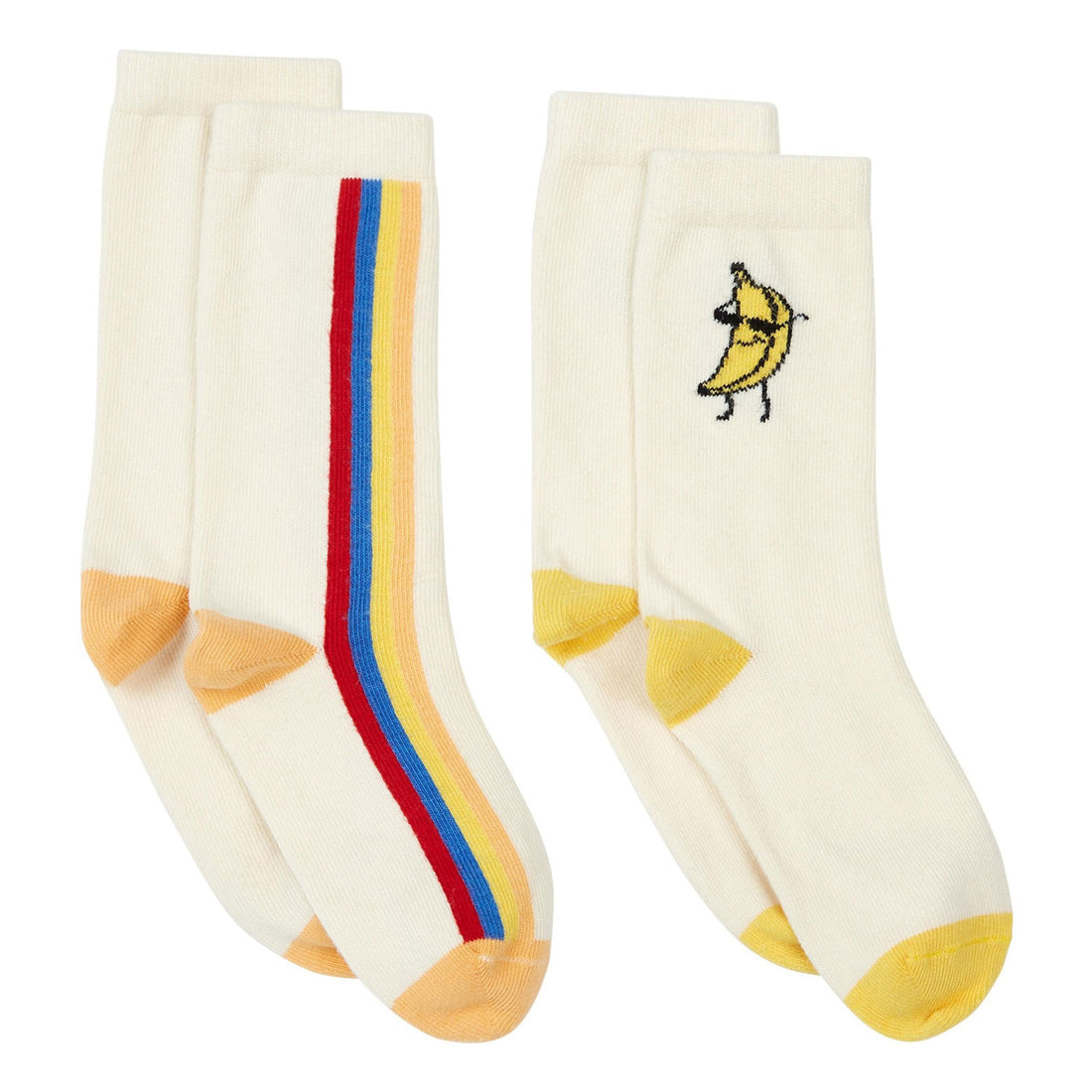 Hundred Pieces Banana Stripes Socks - Set of 2 Pairs