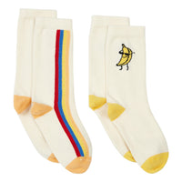 Hundred Pieces Banana Stripes Socks - Set of 2 Pairs