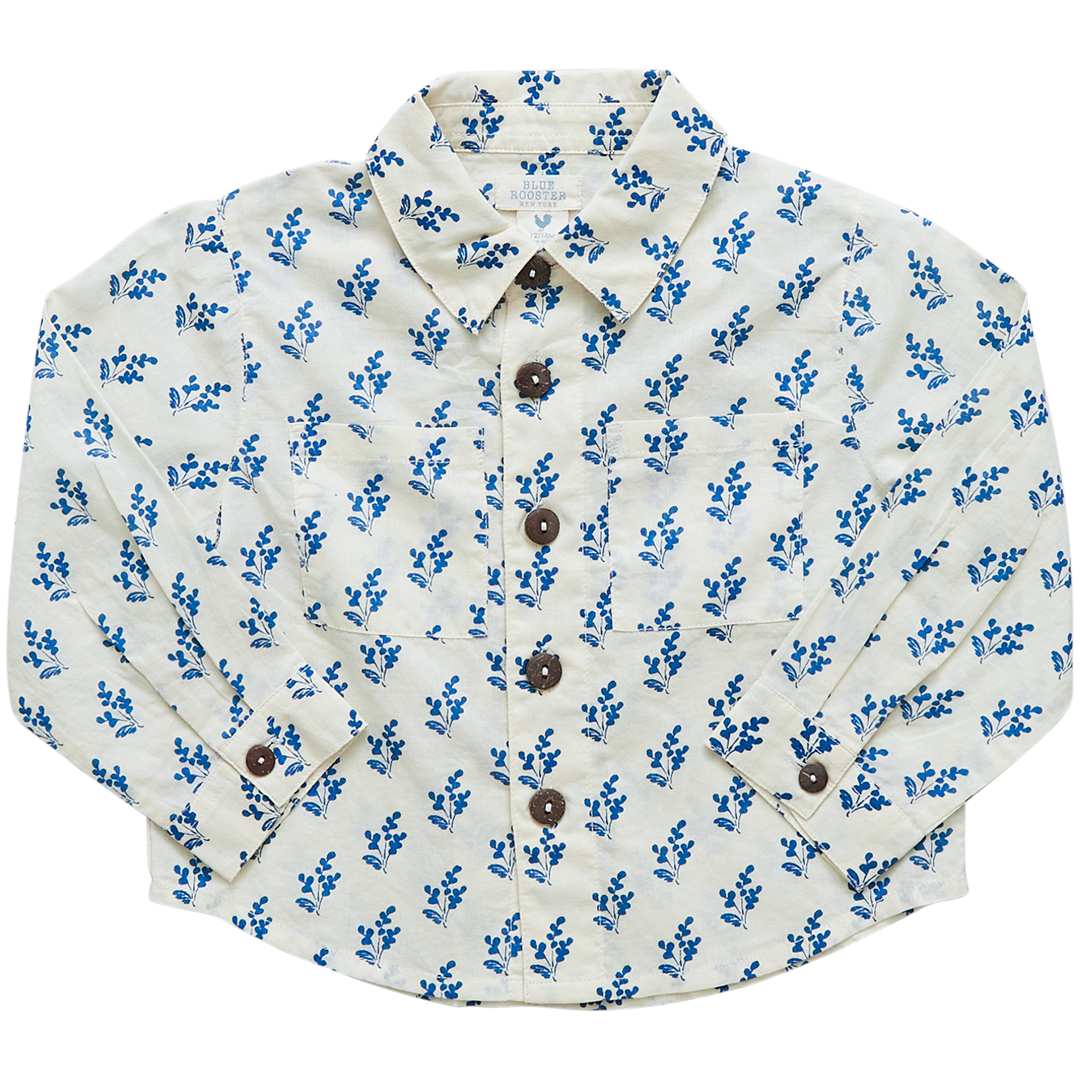 Pink Chicken Jack Shirt - Dark Blue Royal Block Print