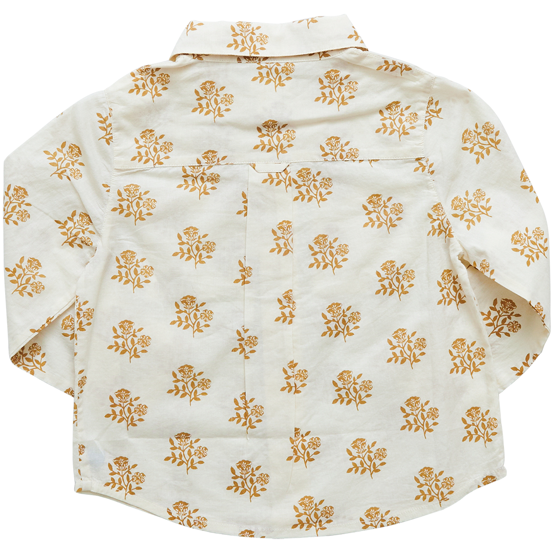 Pink Chicken Jack Shirt - Light Brown Block Print