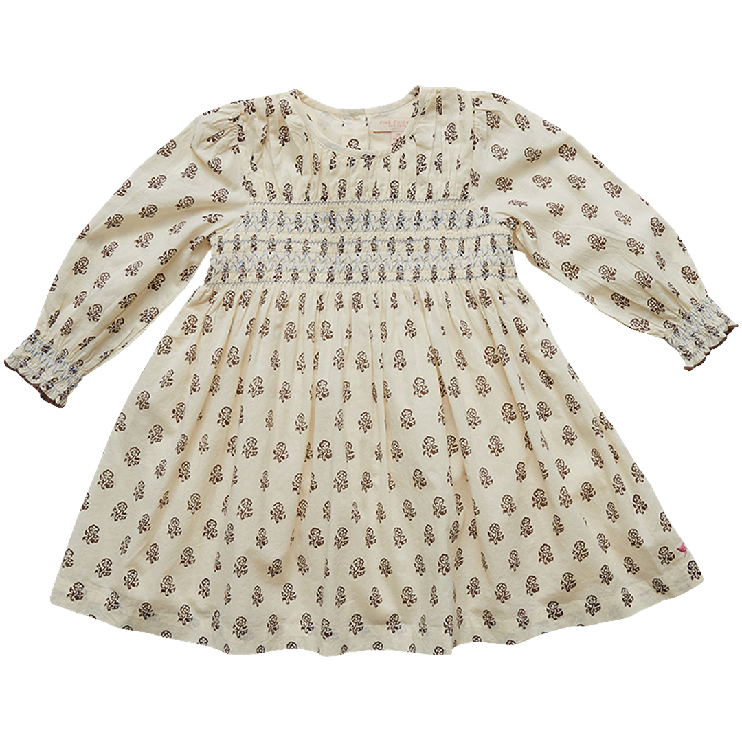 Pink Chicken Nora Dress - Brown Tiny Floral