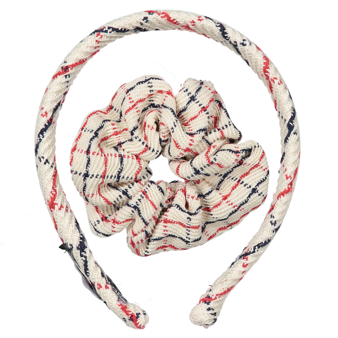 Knot Hairbands School Girl Headband + Scrunchie Set // Cream + Red