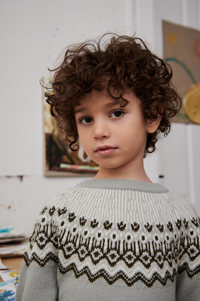 FUB Fair Isle Sweater - Pale Sage