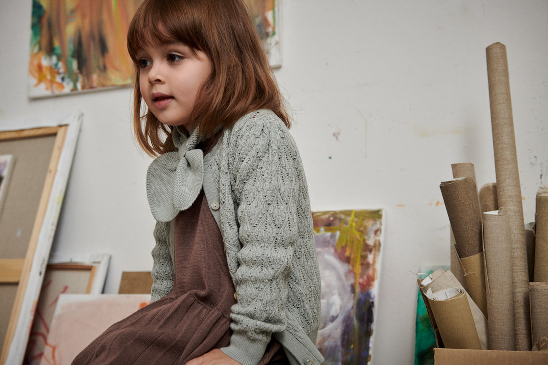FUB Baby Pointelle Cardigan - Pale Sage