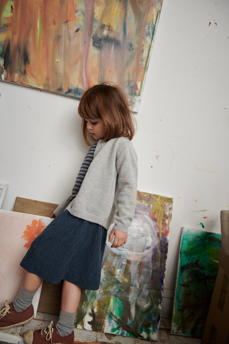 FUB Rib Top - Beige Melange/Indigo