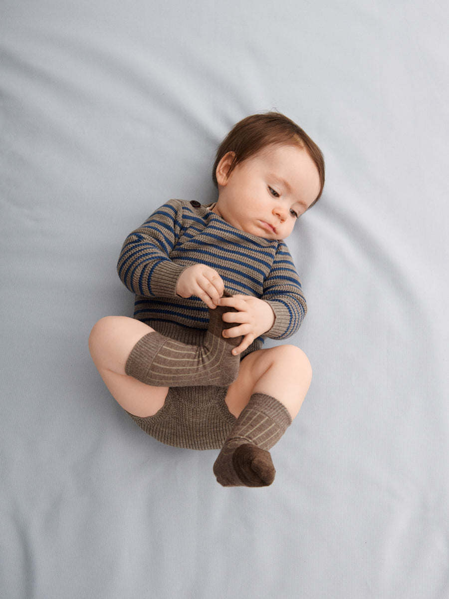 FUB Baby Boatneck Top - Beige Melange/Indigo