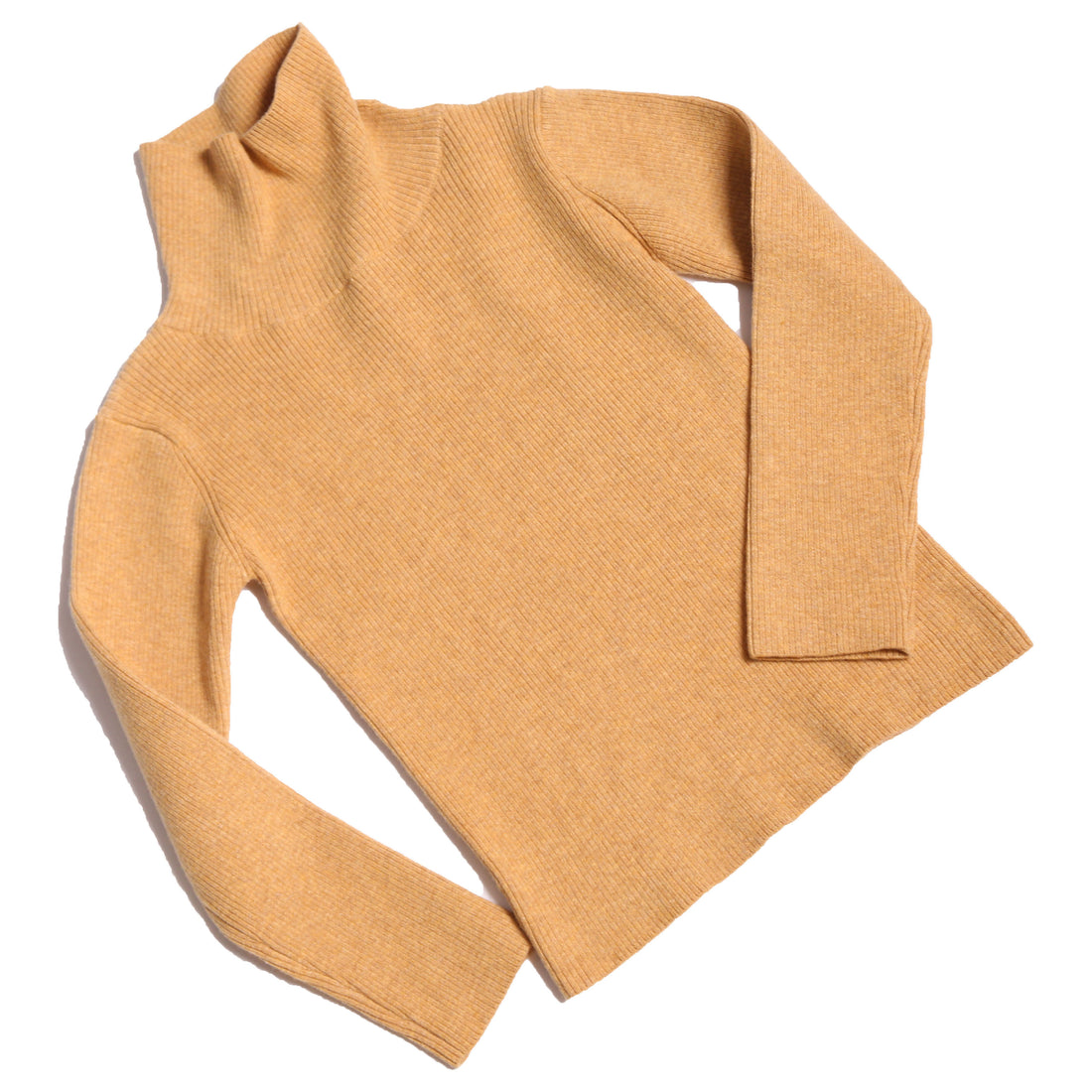 Tia Cibani Gold Slim Fit Ribbed Turtleneck