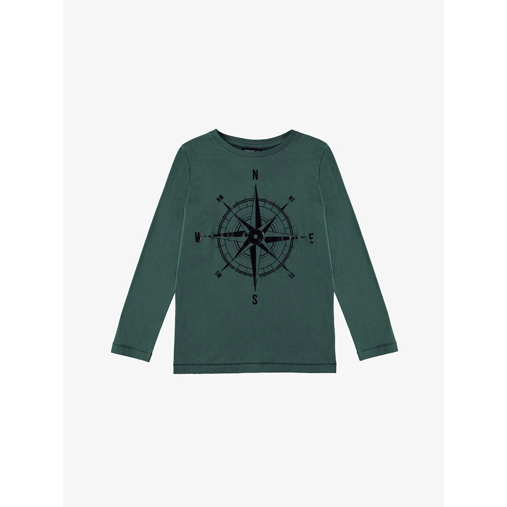 Yporque Dark Green Compass Textured Tee