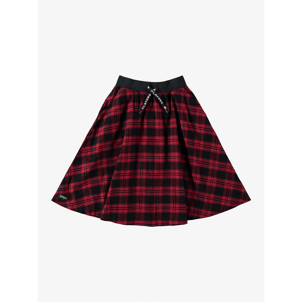Yporque Red + Black Flannel Midi Skirt