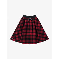 Yporque Red + Black Flannel Midi Skirt