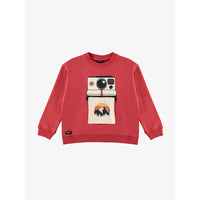 Yporque Red Camera Pocket Wide Sweatshirt