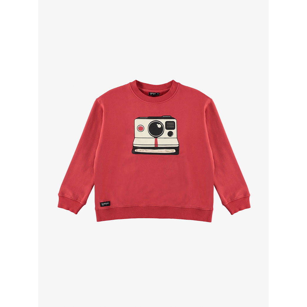 Yporque Red Camera Pocket Wide Sweatshirt