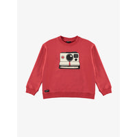 Yporque Red Camera Pocket Wide Sweatshirt