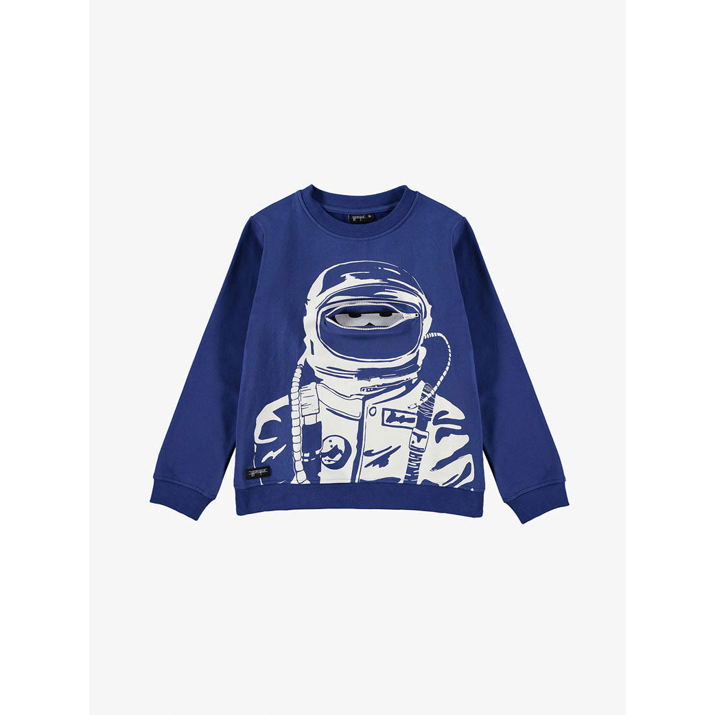 Yporque Electric Blue Astronaut Zipper Sweatshirt