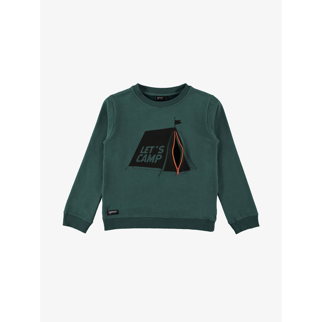 Yporque Dark Green Camping Zipper Sweatshirt