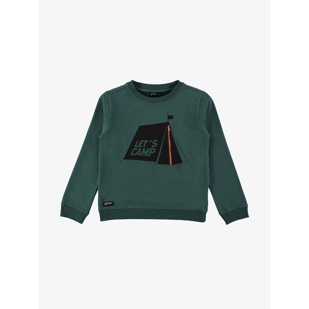 Yporque Dark Green Camping Zipper Sweatshirt