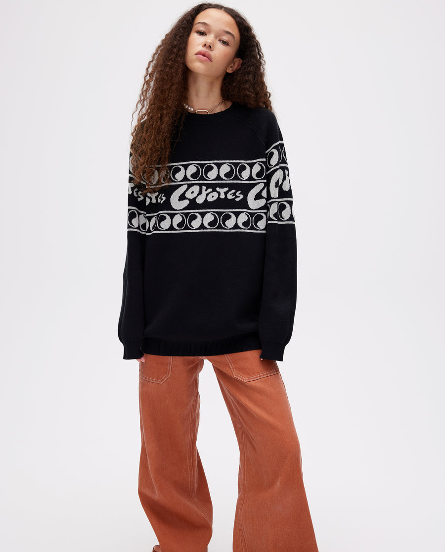 Les Coyotes de Paris Black Kerolyn Knit Sweater With Graphic