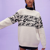 Les Coyotes de Paris Cream Kerolyn Knit Sweater With Graphic Logo