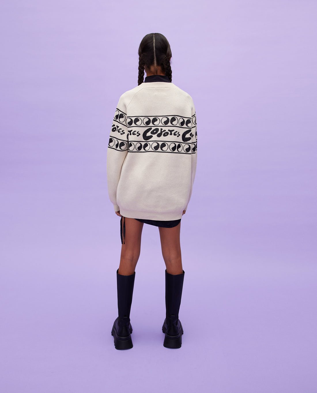 Les Coyotes de Paris Cream Kerolyn Knit Sweater With Graphic Logo