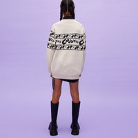 Les Coyotes de Paris Cream Kerolyn Knit Sweater With Graphic Logo