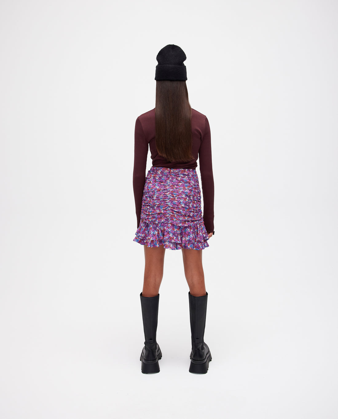 Les Coyotes de Paris Maroon Lauren Fitted Long Sleeve Tshirt