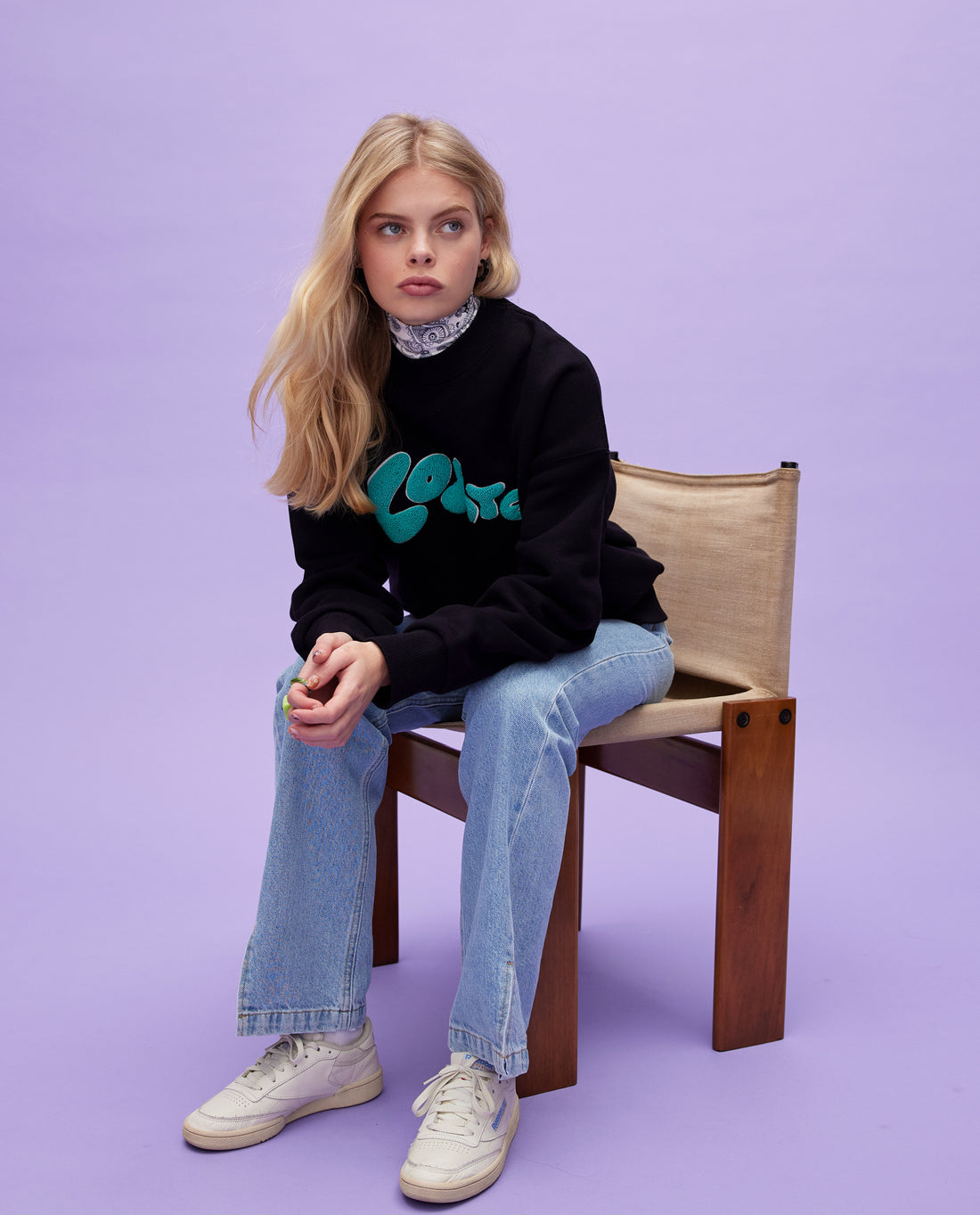 Les Coyotes de Paris Black Lily Oversized Sweater With Graphic Logo